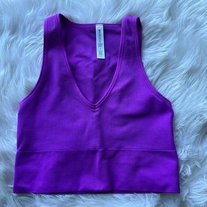 Purple Athleta Crop Ribbed Tank Camisole